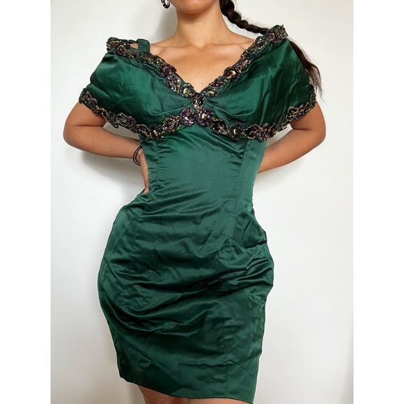 Vintage Dresses & Skirts - Vintage 1980s puffy sleeve cocktail dress